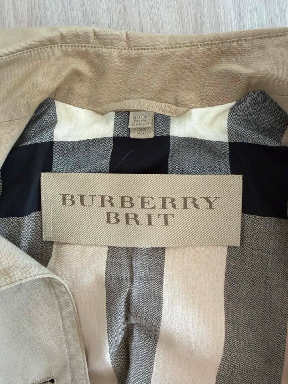 Burberry Brit Trench Coat Khaki Double Breasted - Picture 2 of 6